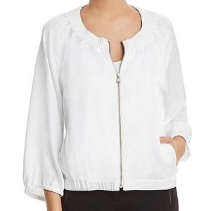 Donna Karan Electric Summer Womens Smocked Lightweight Bomber Jacket –– NWT